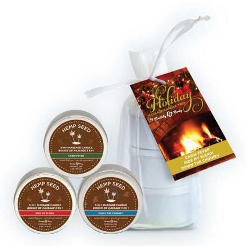 Holiday Trio (3) 2 oz. Massage Candles Cabin Fever, Down Chimney, Ride My Sleigh