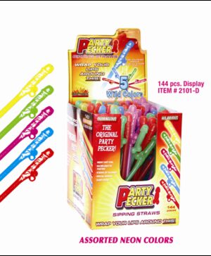 Assorted Neon Colors Party Pecker Sipping Straws Box of 144