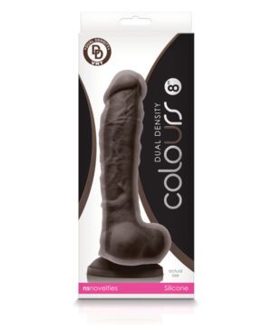 Colours Dual Density Dildo 8" - Dk Brown