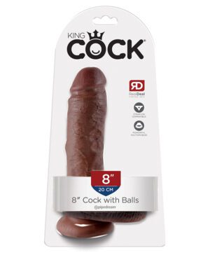 King Cock 8″ Cock with Balls Brown
