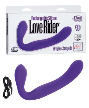 Rechargeable Silicone Love Rider® Strapless Strap-On Purple