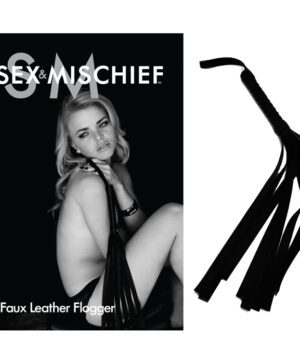 Sex and Mischief Black Faux Leather Flogger