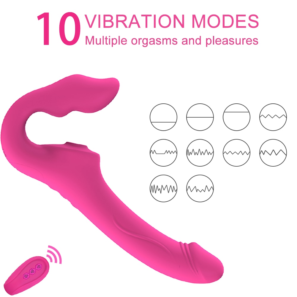 Clitoral G-spot Vibe with Dildo/Strapon and remote control 4