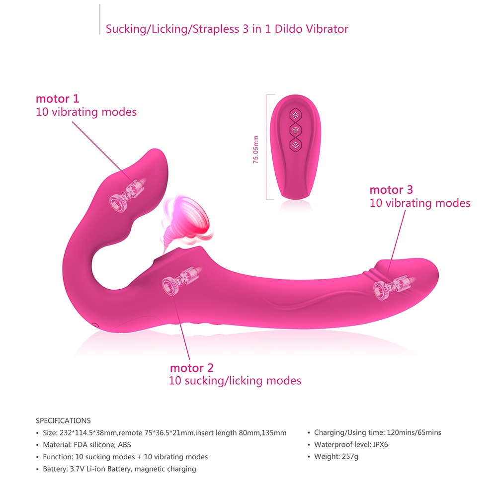 Clitoral G-spot Vibe with Dildo/Strapon and remote control 2