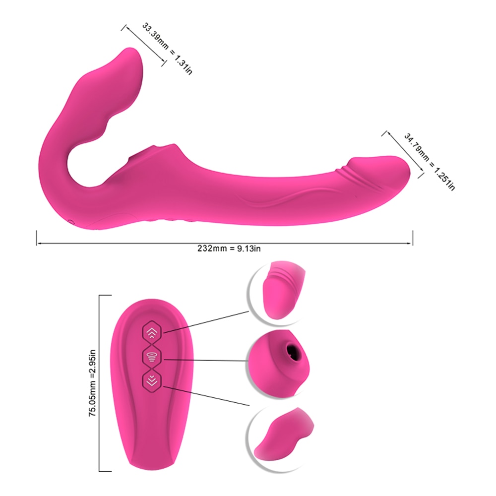 Clitoral G-spot Vibe with Dildo/Strapon and remote control 3