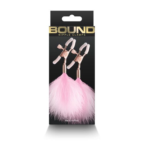 Bound Nipple Clamps - F1 - Pink Feather