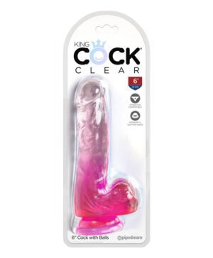 King Cock 6” with Balls Pink