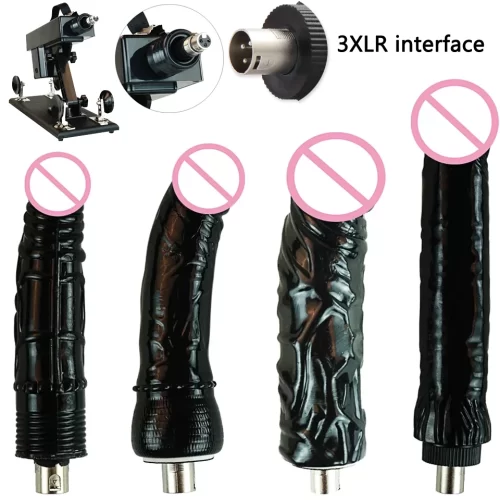4PCS Super Big Black Dildo for Sex Machine with XLR interface