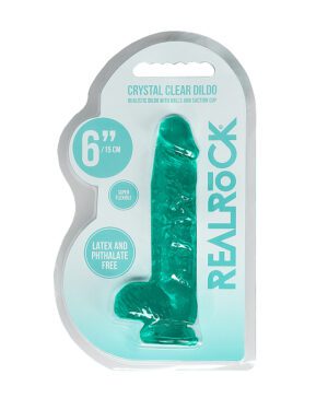 6″ Realistic Dildo with Balls Turquoise